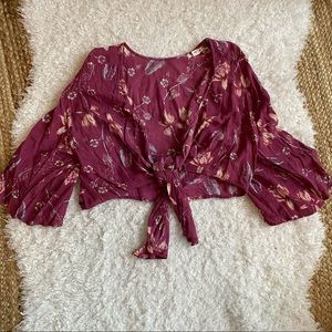 BILLABONG Purple Floral Toe Top Small